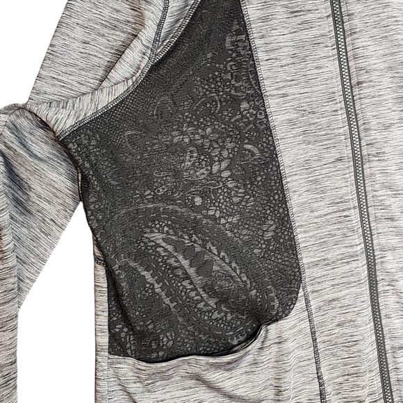 Maurices Zip Up Jacket In‎ Motion Size 1 Heather Gray Black Mesh Lace 16/18 - Picture 4 of 7